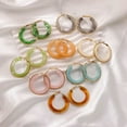 thumbnail image 4 of Namzi Stainless Steel Summer Grey Color Circle Resin Hoop Earrings for Women Statement Ear Studs Bohemian, 4 of 4