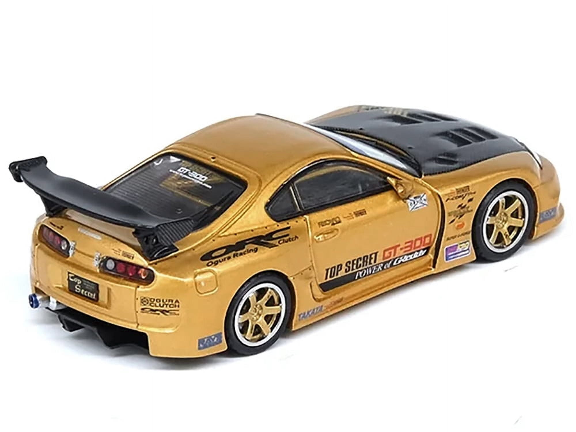Toyota Supra (A80) "Top Secret" GT300 RHD Gold Metallic with Carbon Hood 1/64 Diecast Model Car by Inno Models