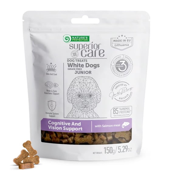 Nature's Protection Superior Care Dog Treats for Vision Support, White Coat Puppies, Salmon, 5.29oz