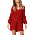 thumbnail image 2 of Vestido Amoretu, bonito plisado, para cena de ensayo, rojo, para mujer, 2 of 6