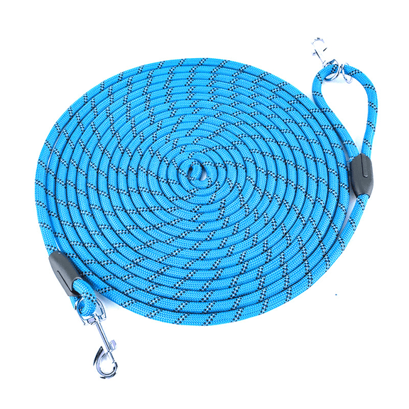 Long Dog Training Leash, 15FT/20FT/30FT/50FT, 3/8 Inch Reflective Rope Check Cord, Heavy Duty for Small Medium Large Dogs, Walking Playing Camping Yard,(Blue,15FT)