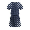 thumbnail image 7 of Fartey Casual Dresses for Women Polka Dot Short Sleeve V Neck Drawstring Waist Mini Dress Summer Tshirt Dress with Pockets Navy 2XL, 7 of 7