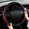 thumbnail image 2 of 15in Universal Butterfly Embroidery Steering Wheel Cover, Breathable Leather Anti-Slip Grip, Odorless Comfortable Car Steering Wheel Protector Cover for Women Men, 2 of 14
