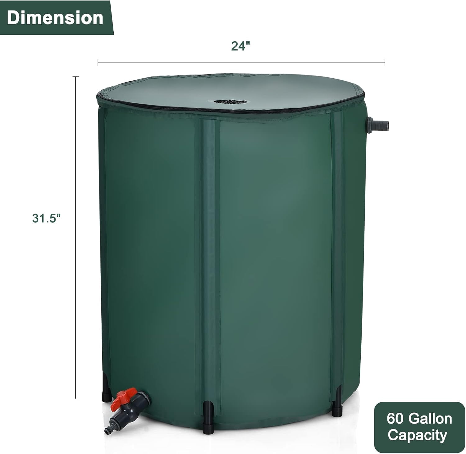 ZYPPP 60 Gallon Collapsible Rain Barrel, Portable Rain Barrels to Collect Rainwater from Gutter, Rainwater Collection System, Water Storage Tank Catcher Container with Filter Spigot