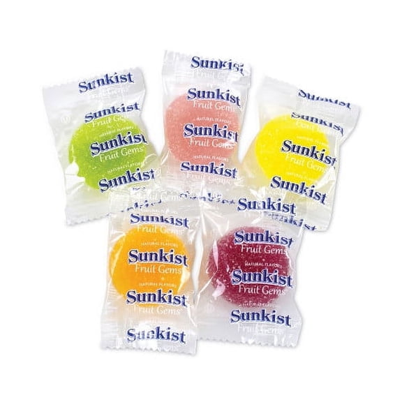 Sunkist Fruit Gems Chewy Candy Assortment, Assorted Natural Fruit Flavors, 2.12 lb Bag, 90 Count, (22000024)