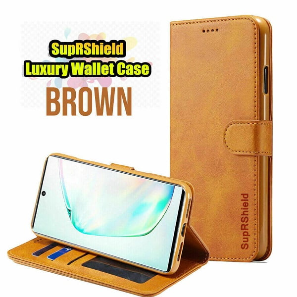 Samsung Galaxy S22 Plus Brown Genuine SupRShield Wallet Leather Flip Stand Magnetic Case Cover