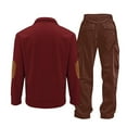 thumbnail image 3 of FNFYFH Corduroy Track Suit Men 2 Piece Casual Vintage Loose Long Sleeve Henley Shirts and Drawstring Straight Sweatpants Sets, 3 of 6