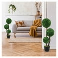 thumbnail image 3 of Artificial Boxwood Topiary Tree - 36 Inch Greenery, 3 Balls in Pot - Indoor Outdoor Home Office Wedding Decor, UV Resistant, No Maintenance, Stable Base, 3 of 9