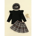thumbnail image 3 of KelaJuan Baby Long Sleeve Tops + Skirt + Hat, Plaid Print Ruffle Decoration Spring Clothing, 3 of 6