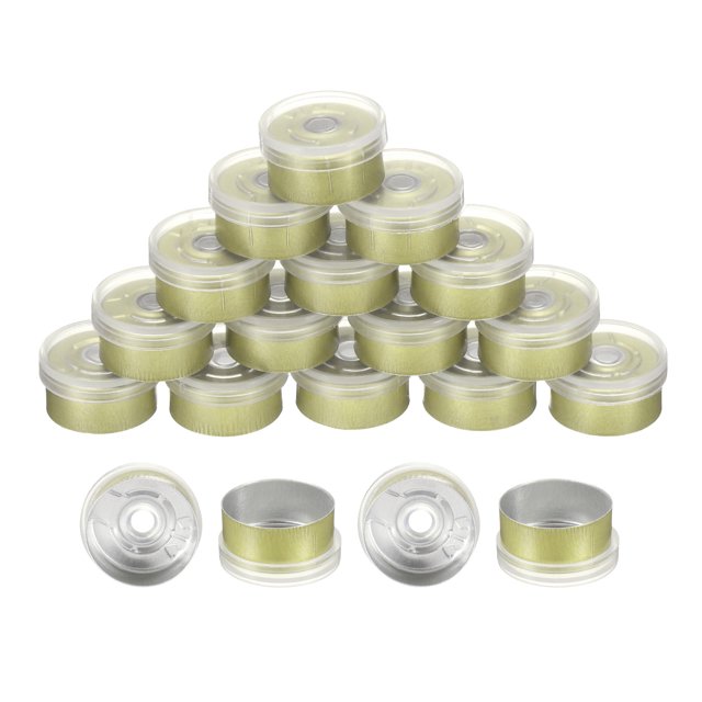 Uxcell Tapas Flip Off de 15 mm 200PCS Sellos Sin Bisel Tapas Flip Off para Frascos de Vidrio Botellas Liofilizadas, Transparente/Dorado Verde