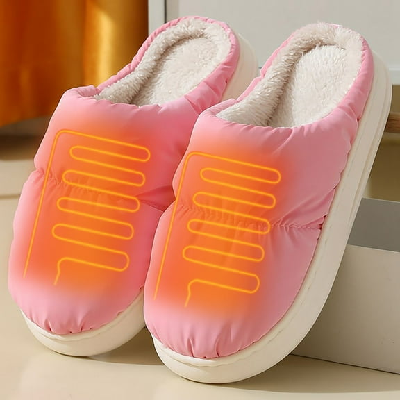 USB Heated Slippers for Men and Women Rechargeable Winter Warm Footwear with Adjustable Temperature Heating Pad Comfort