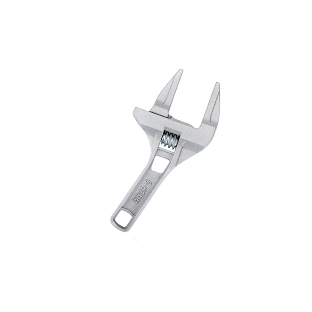 Riwesomey Llave de plomería con mango corto, lavabo DIY, llave de apertura grande, llave de grifo multifuncional portátil, herramienta de Artesanía Plata