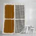 thumbnail image 4 of Brown Long Shower Curtain Set, Waterproof Shower Curtains for Bathroom, Modern Painting Farmhouse Striped Abstract Art Washable Fabric Bath Curtain for Bathtub Decoration with Hooks 72x84 Inches, 4 of 9