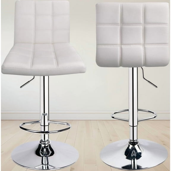 Adjustable Swivel Bar Stools Set of 2, Counter Height Kitchen Bar Chairs with Back, Modern Black PU Leather Barstools for Kitchen Island Dining