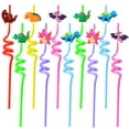 thumbnail image 2 of 24 Pcs Swirly Straws Reusable Drinking Dinosaur Straws for Party Favors Decoration Supplies Mixed Color, 2 of 6