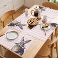 thumbnail image 5 of Easter Rabbit Placemats Set of 2, Watercolor Grey Rabbit Biting A Pink Tulip Floral Pink Plaid Non-Slip Place Mats Washable Table Mats for Kitchen Dining Table Decorations Indoor/Outdoor, 5 of 9