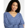 thumbnail image 4 of No Boundaries V-Neck Pullover Sweater, Midweight, Women's XXS-XXL, 4 of 5