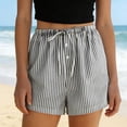 thumbnail image 5 of cocolona Womens Summer Casual Striped Beach Shorts Elastic Waist Straight Wide Leg Vacation Lounge Shorts with Pockets, 5 of 5