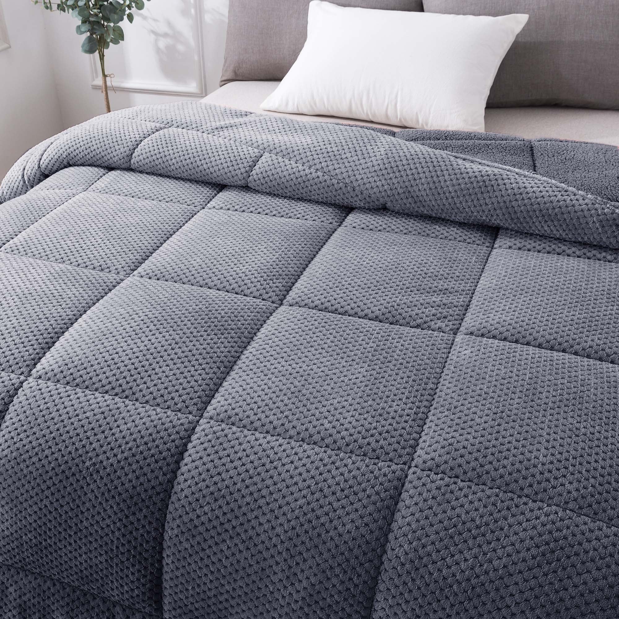 KASENTEX Warm Plush Comforter Ultra Soft Cozy Reversible Sherpa Machine Washable Bedding Rose Queen