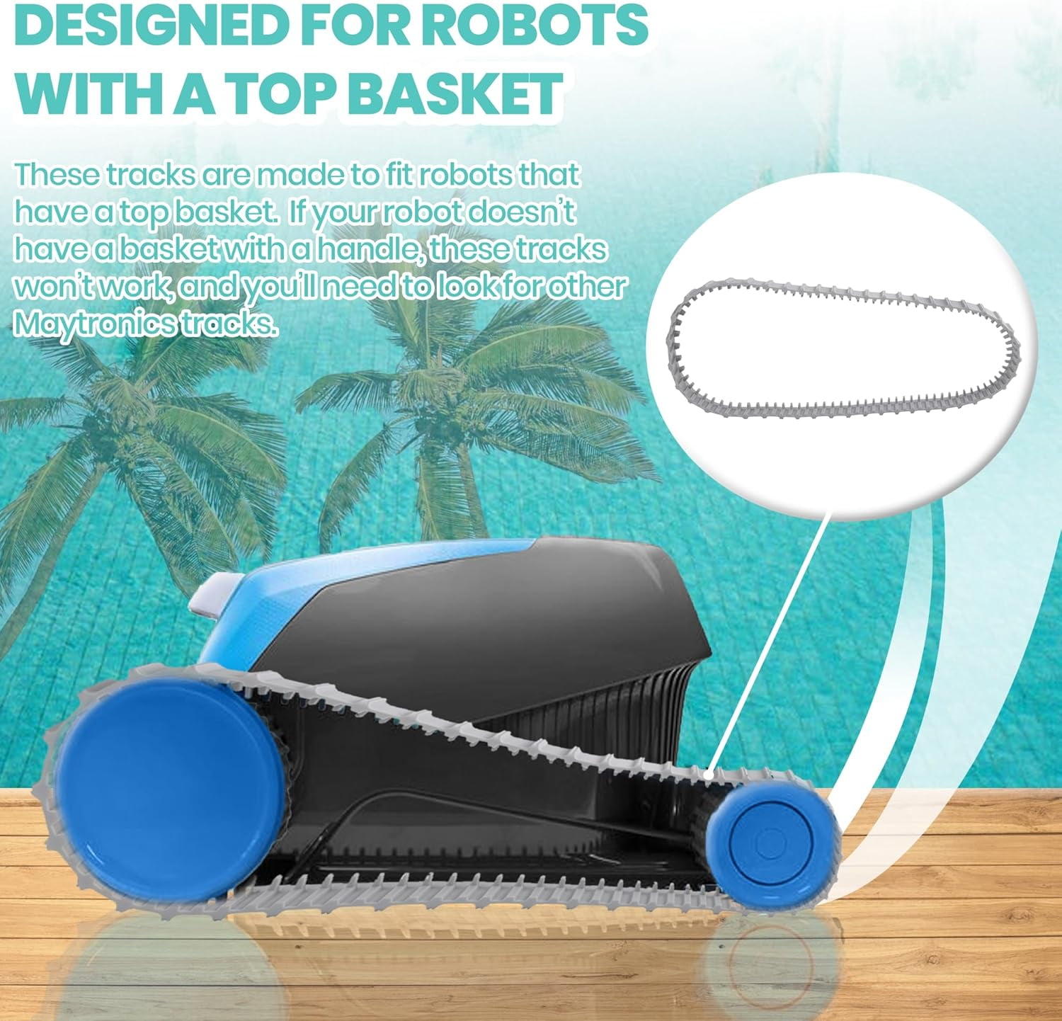 2 Pack Replacement Gray Tracks for Dolphin Pool Cleaners, Compatible with 9983152-R2 Robotic Pool Cleaner Parts