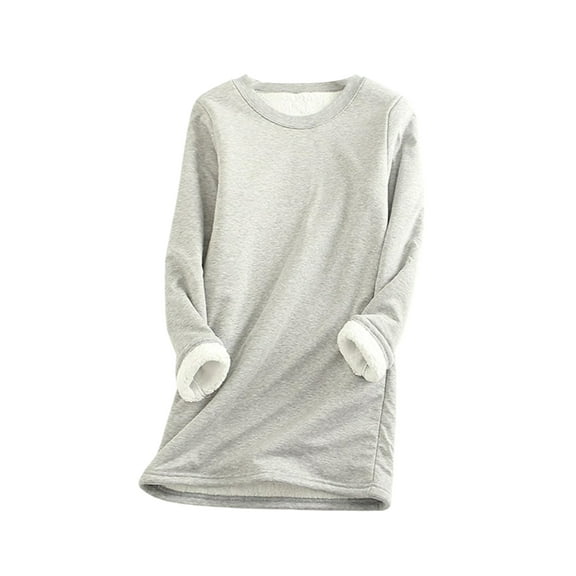 Solid Color Sweatshirt for Women Plus Size Sherpa Fleece Lined Oversized Sweaters Long Sleeve Pullover Crewneck Warm Casual Tunic Tops,S-5XL