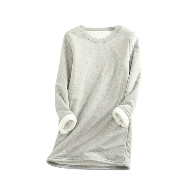Opperiaya Femmes Midi Pull Grande Taille Manches Longues Col Rond Base Automne Hiver Sweat-Shirt Robe de Couleur Unie Hauts