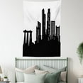 thumbnail image 4 of Singapore Tapestry, Silhouette of the Buildings in Monochrome Style Busy Urban Vibes, Wall Hanging for Bedroom Living Room Dorm Decor, 60W X 80L Inches, Charcoal Grey and White, by Ambesonne, 4 of 5