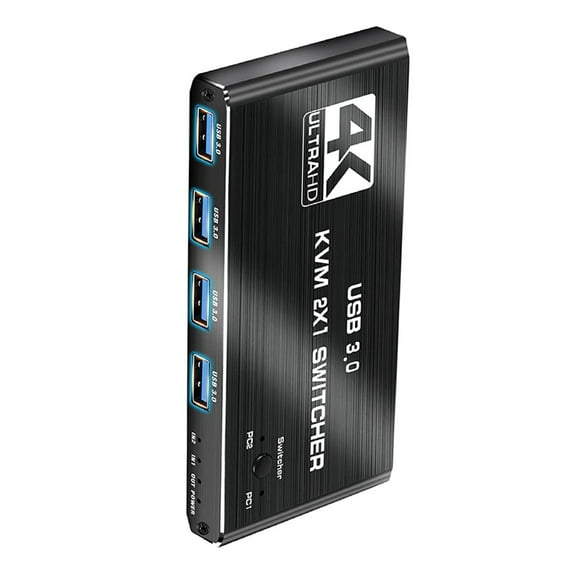 4K HDMI USB KVM Switcher Dual HDMI Inputs, USB 3.0 Hub, Supports Windows, macOS, Linux Streamlined Device Control Management