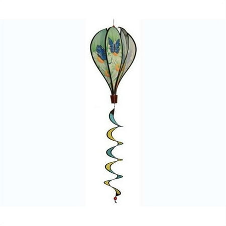 In the Breeze Blue Karner Butterfly 6-Panel Kinetic Hot Air Balloon Wind Spinner,Blue Butterfly,11" W x 17" H, 26" Tail,1057