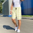 thumbnail image 6 of Balery Lemon Yellow Checkboard Men's Cotton Knit Pajama Shorts Waistband & Pockets,Short Pajama Pants-Large, 6 of 8