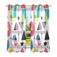 thumbnail image 6 of Yayeee Window Curtains Light Filtering 63"x42" Grommet Panel Pair Home Living Room Decor, Black Retro Pattern, 6 of 7