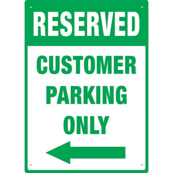 Reserved Customer Parking Only Left Arrow Sign 8""X12"" Rust Free Aluminum Signs Outdoor, Metal Tin Sign For Home, Business, Yard