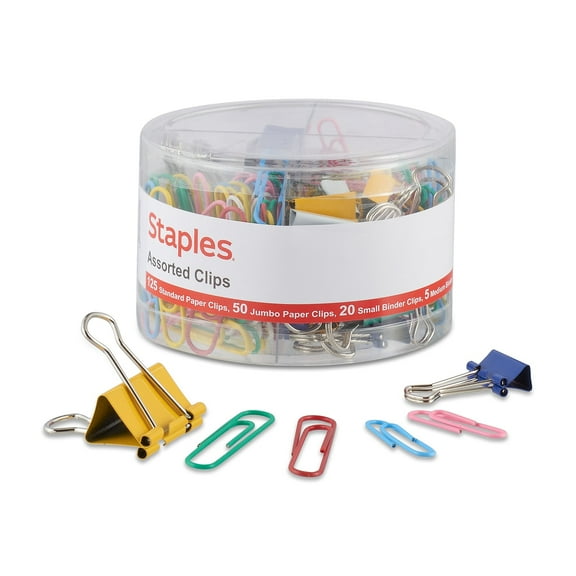 Staples Essentials Value Pack 200 Assorted Clips (39251)
