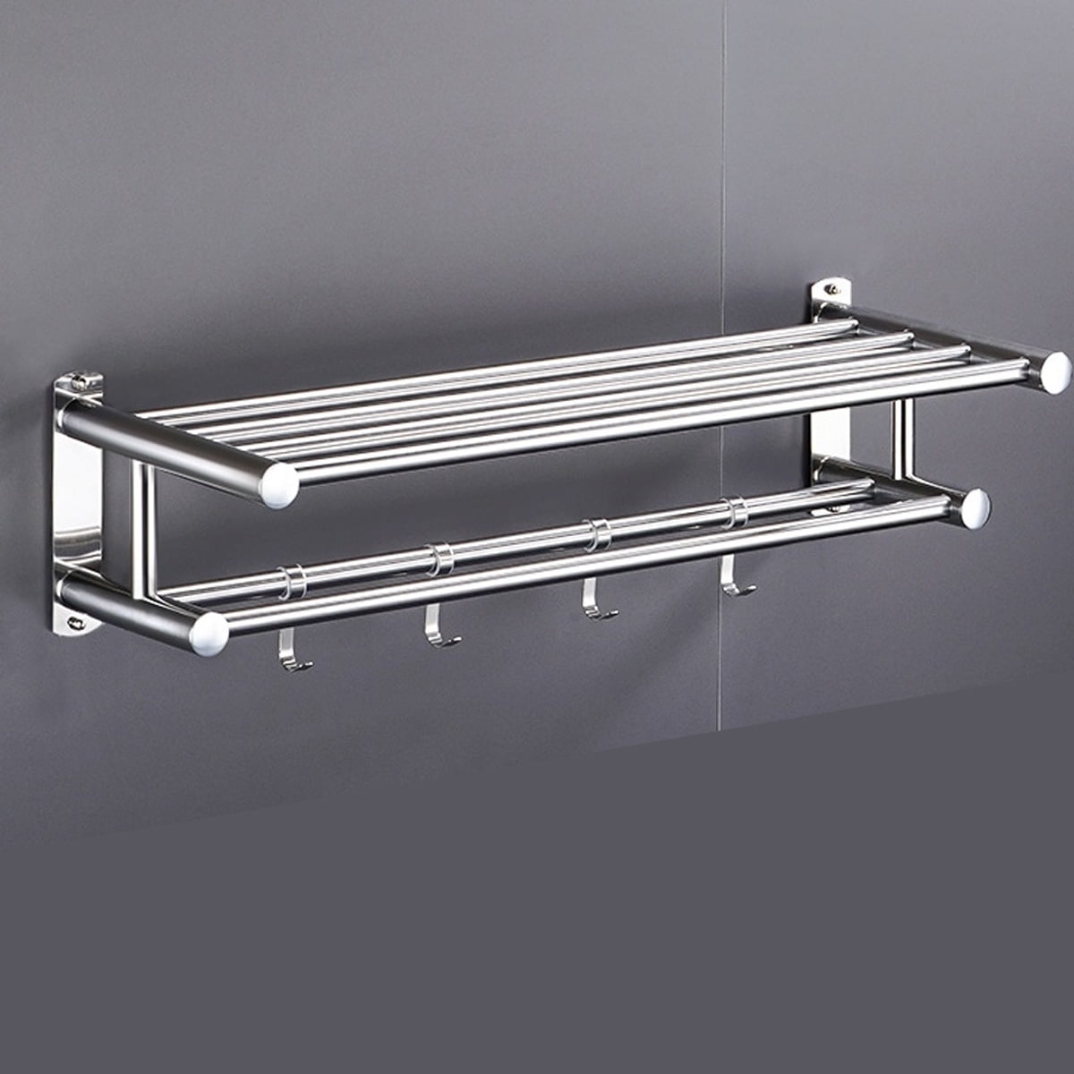 Towel Rack 24 Inch Stainless Towel Bar with 4 Hook Wall Mount Bathroom