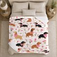 thumbnail image 5 of Playful Dachshund Pups Pink Bows Whimsical Dog Lovers, Playful Pet Portrait Pattern, Warm Flannel Blanket for Living Room and Bedroom, Dog Lovers Just Because Gift, Pet Lover Home Decor, 5 of 9