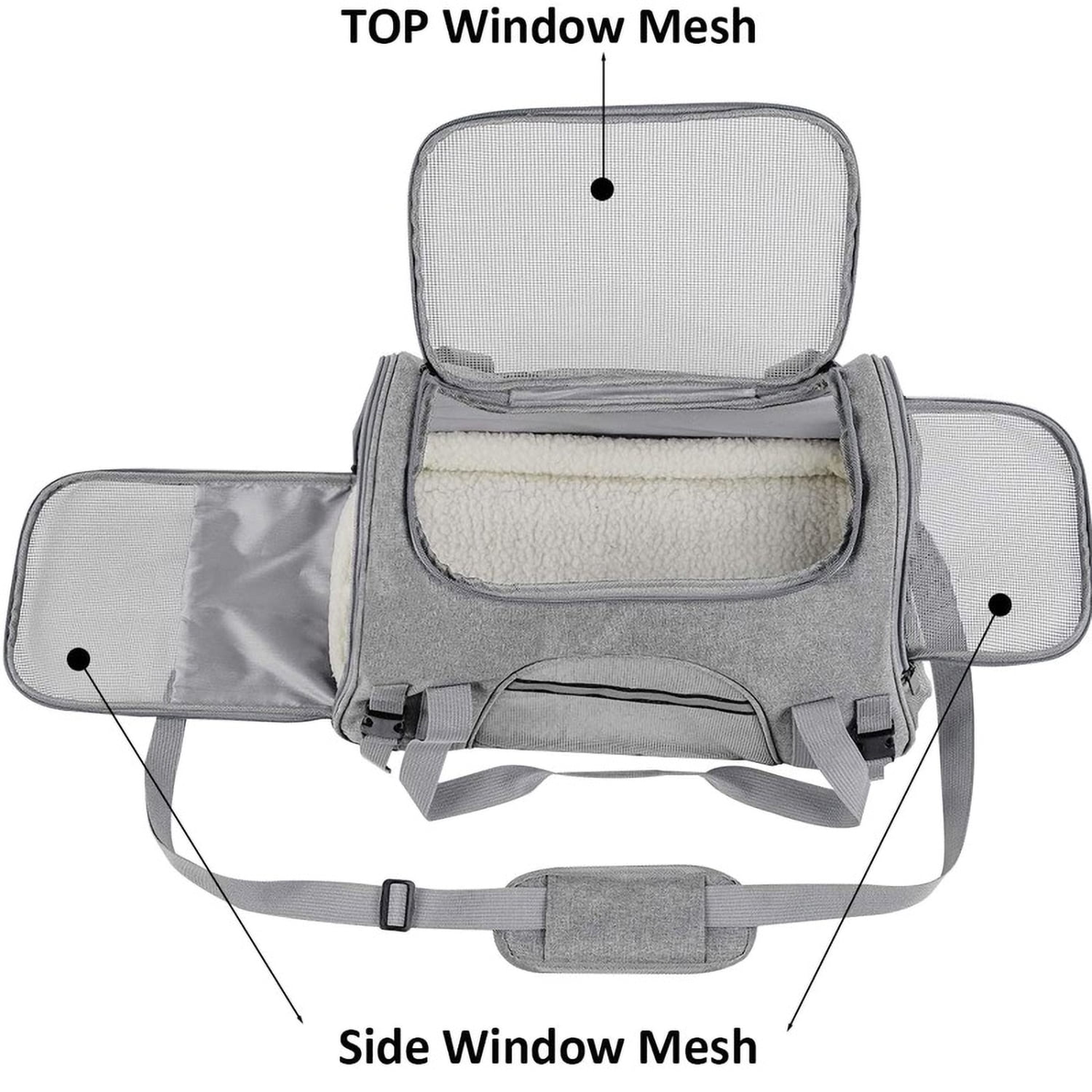 Cat, Dog Carrier for Small Medium Cats Puppies up to 15 Lbs, Soft Sided, Collapsible Travel Puppy Carrier - Grey