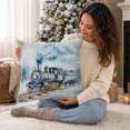 thumbnail image 4 of QISIWOLE Christmas Train Cushion Cover, Blue Holiday Ball Tree Snow Print Pillowcase, 18 x 18 in Polyester Pillow Cover, for Sofa Couch Bedroom and Christmas Decor, 4 of 7
