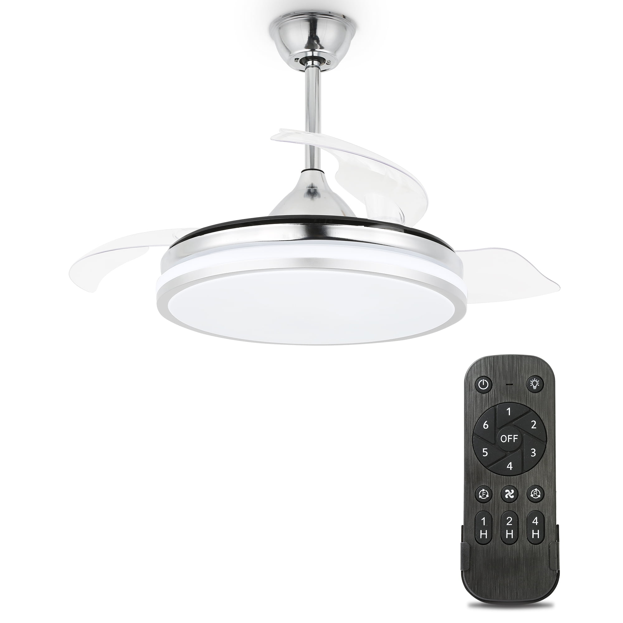 Dawn Whisper 42Inch Retractable Ceiling Fan with 6Speed, LED Light