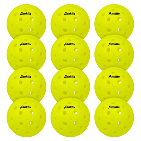 Franklin Sports Outdoor - Pelotas de Pickleball X-40 - Aprobadas por Estados Unidos (USAPA) - Paquete de 12 exteriores - Amarillo óptico - Pelota abierta de EE. UU.
