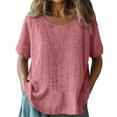 thumbnail image 5 of Womens Linen Shirts，Cotton Gauze Blouses Dressy Casual Loose Solid Blouses Outfits ﻿ ﻿ Ventilate Summer Loose Fit Trendy Summer Beach Shirt, 5 of 6