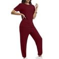 thumbnail image 2 of Shine Up Jogger Sets for Women Sweatsuit 2 Piece Lounge Set Solid Outfits Sets Casual Tracksuits with Pockets, 2 of 7