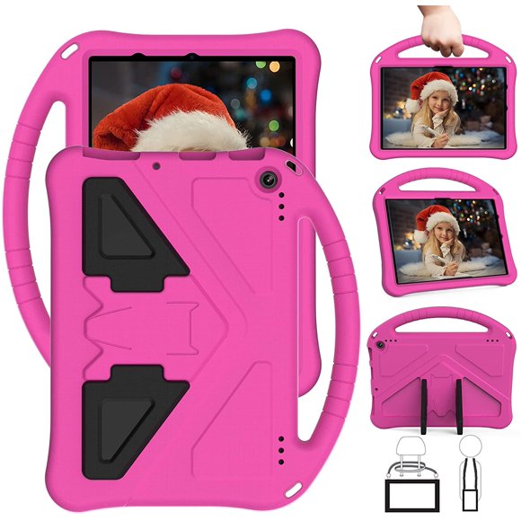 HD 10 Tablet Case for Kids Boy Girl, HD 10 Tablet 11th Gen 2021 Light EVA Foam Shockproof Kids Case with Stand Handle Pen Holder Kid-Proof Case for Fire HD 10 Tablet-Rose