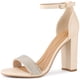 thumbnail image 1 of Sandalias de tacón grueso con Correa en el tobillo con diamantes de imitación y punta abierta para mujer Perphy Beige 40, 1 of 6