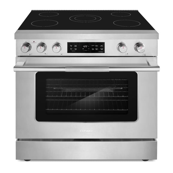 Cosmo 36 in. Stellar Collection 6.1 cu. ft. Electric Range, 5 Burner Ceramic Glass Cooktop, Convection Oven, Stainless Steel