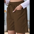 thumbnail image 4 of Pantalones Cortos Casuales Omen con Cordón Ajustable, Cintura Elástica, Cómodos Pantalones Cortos de Verano con Bolsillos, Color Café, XL, 4 of 7