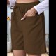 thumbnail image 4 of Pantalones Cortos Casuales Omen con Cordón Ajustable, Cintura Elástica Cómoda, Pantalones Cortos de Verano con Bolsillos, Color Café, L, 4 of 7