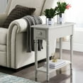 thumbnail image 4 of Leick Home 1-Drawer Solid Wood Narrow End Table with Shelf, Greige, 4 of 21