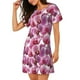 thumbnail image 2 of Balery Orchids Flowers Camisón de manga corta con cuello redondo para mujer, cómodo y elegante., 2 of 6