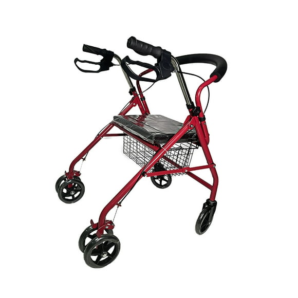 ANDADERA ORTOPÉDICA CON ASIENTO PARA ADULTO COLOR ROJO