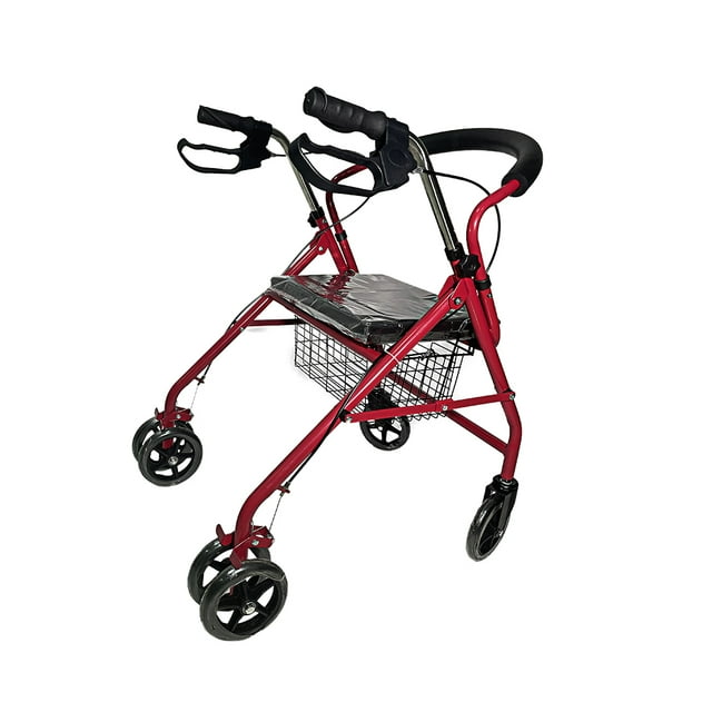 ANDADERA ORTOPÉDICA CON ASIENTO PARA ADULTO COLOR ROJO